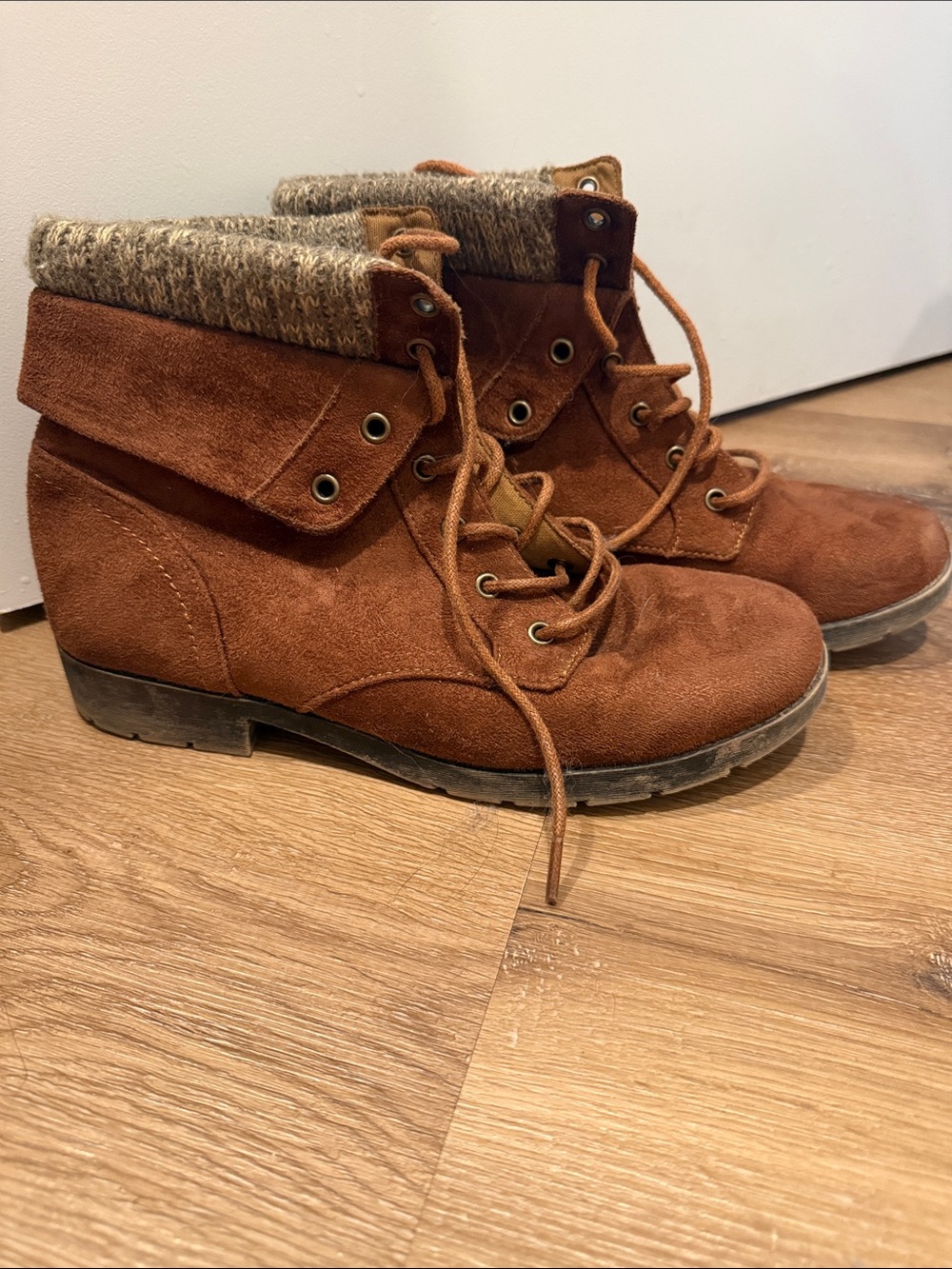 Arizona Jean Company Rust Suede Lace-Up Ankle Boots